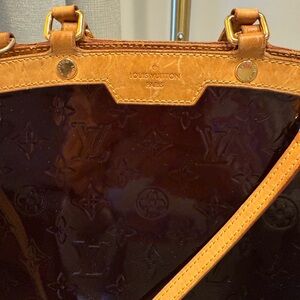 Louis Vuitton burgundy and Tan Monogram Shoulder Bag